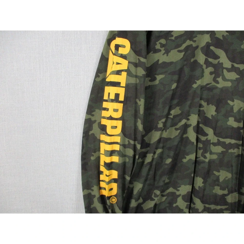 Caterpillar Mens Camo Long Sleeve Graphic T-Shirt CAT Logo Green XL - Picture 3 of 10